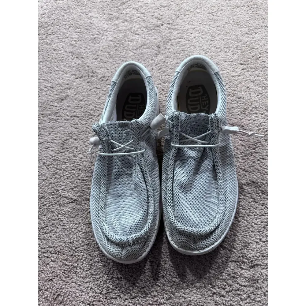 Hey Dude Wally Sox Slip On Loafers Stone White Men's Size 13 Light Gray Easy On